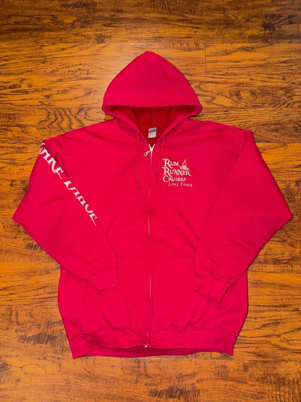 Lake Tahoe Rum Runner Cruises Zip Hoodie Red Vintage Graphic Sweatshirt